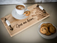 Taca na kawę ręcznie zdobiona