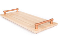 Taca z drewna klonowego z miedzianymi rączkami